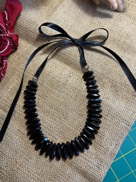 Whitby Jet Collar Necklace, Victorian Black Whitb… - image 9