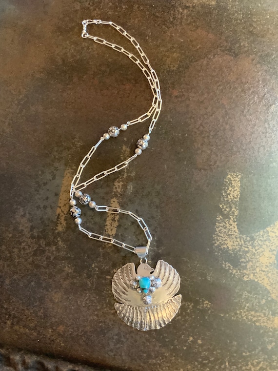 Native American One Of The Finest Vintage Zuni Turquoise Coral Sterling Silver Pendantold Native American One Of The Finest Vintage Zuni Turquoise Coral Sterling Silver Pendantold