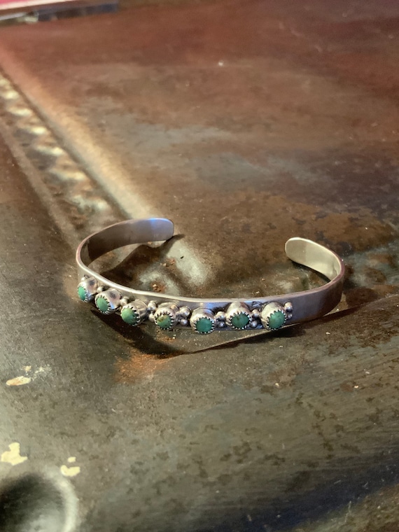 Turquoise Snake Eye Cuff Bracelet, Vintage Mexico 