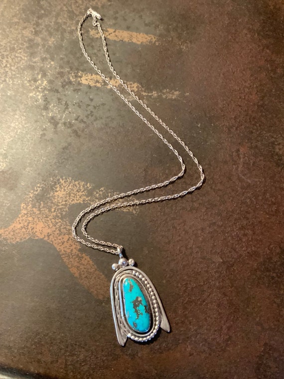 Southwest Kingman Turquoise Pendant Necklace, Vint