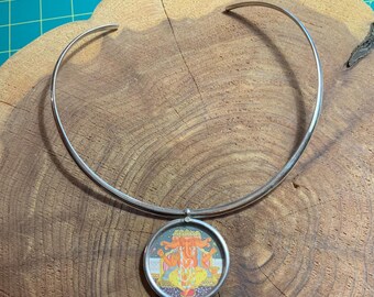 Vintage Sterling Silver Ganesha Amulet Pendant Necklace