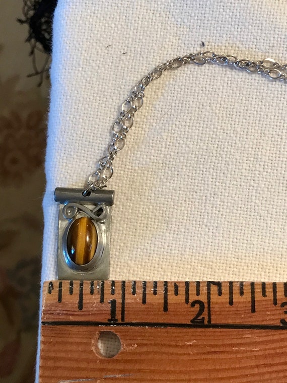 Vintage Tigers Eye Pendant Chain Necklace, Tigers… - image 7