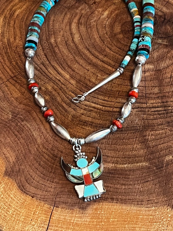 Rare Knifewing Kachina Pendant Heishi Necklace, T… - image 4