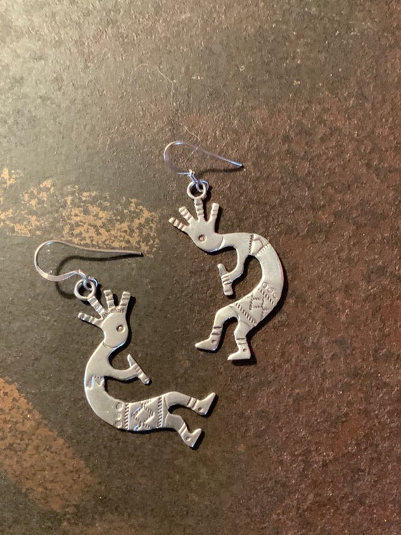 Navajo 925 Kokopelli Earrings, Vintage 925 Navajo 