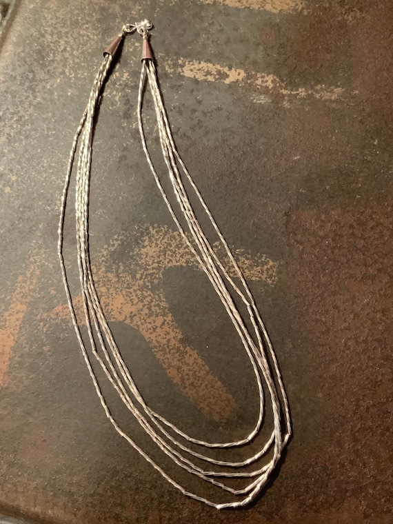 Liquid Silver Necklace, 5 Strand Liquid Silver Nec