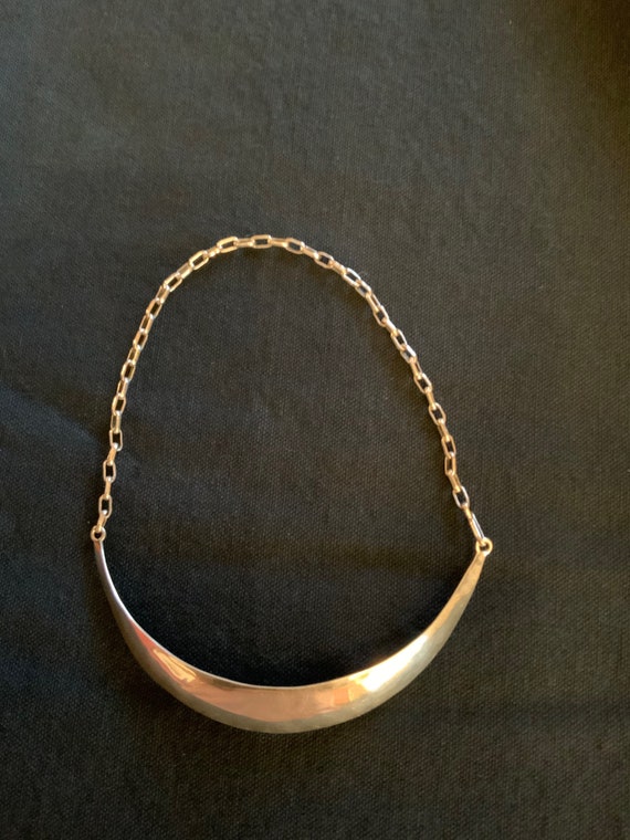 Mexico Choker Bib Sterling Silver Necklace, Vintag