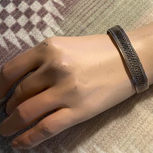 Artisan Handmade Cuff Bracelet, Vintage 925 Cuff Bracelet, Vintage Intricate Cuff Bracelet, Unique Handmade Wire Design Cuff Bracelet,