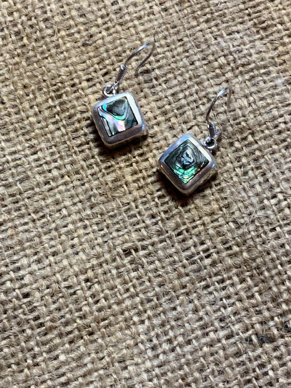 Abalone Dangle Earrings, Vintage Taxco Mexico 925… - image 5