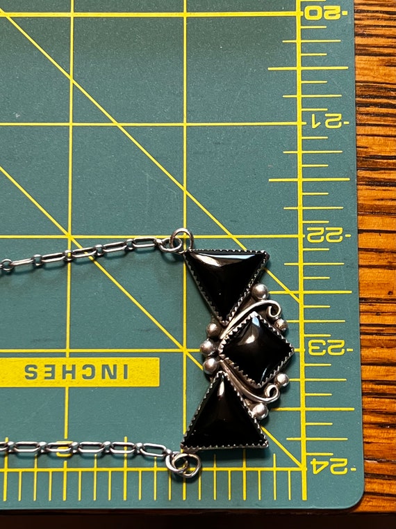 Vintage 925 Onyx Necklace, Vintage Sterling Silve… - image 9