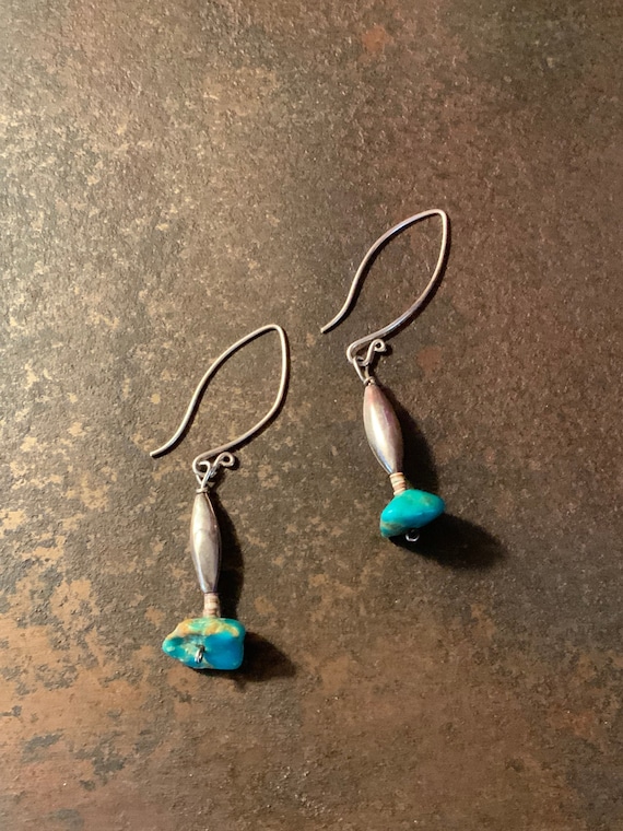 Vintage Turquoise Bench Bead Dangle Earrings, Ster