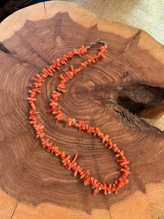 Natural Coral Necklace, Vintage Genuine Salmon Co… - image 4