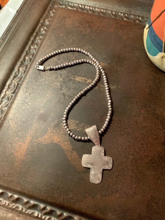 Cross inside a cross pendant necklace 925 silver plated over