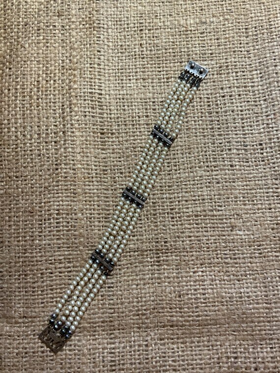 Edwardian Seed Pearl 4 Strand Bracelet, Antique S… - image 5