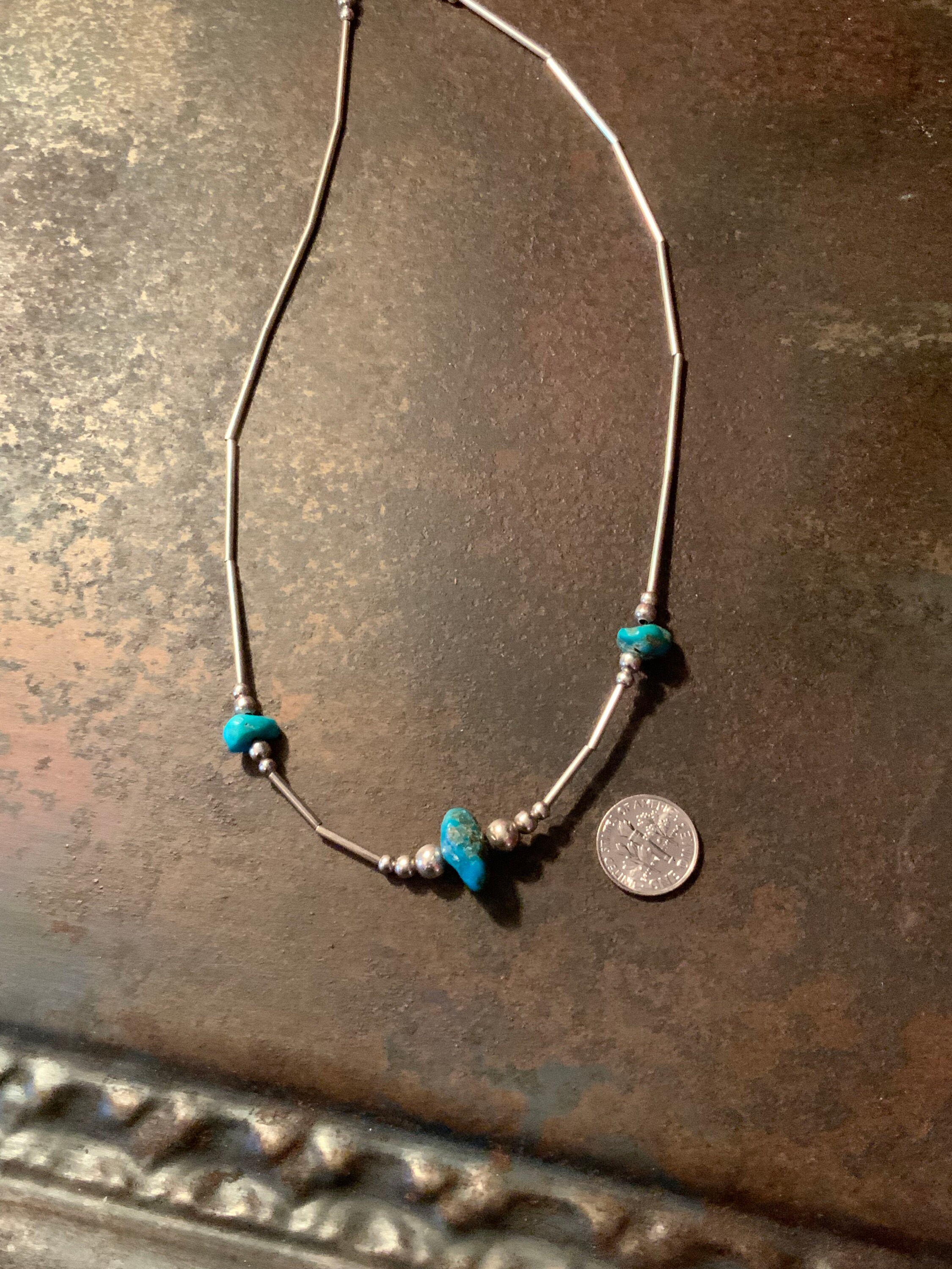 Liquid silver on sale turquoise necklace