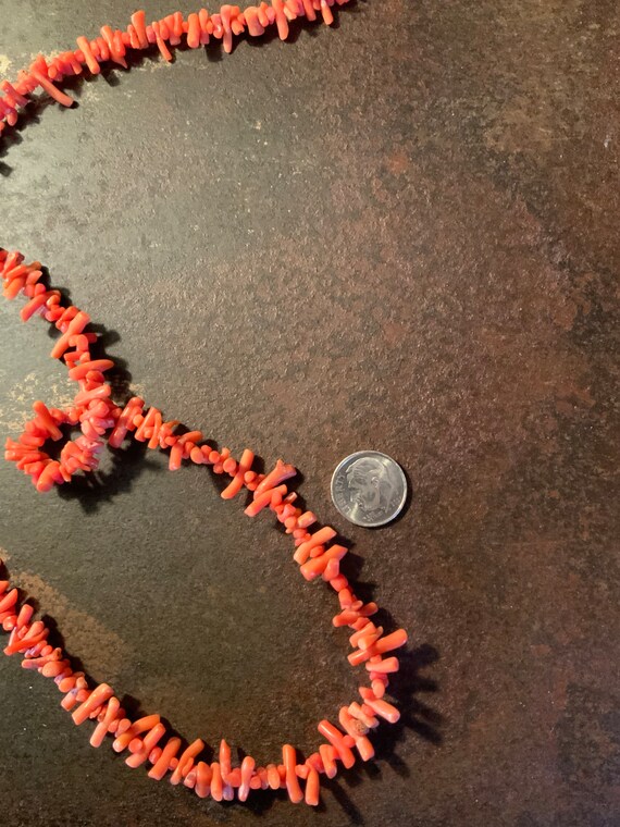Genuine Coral Beaded Necklace, Antique Coral Oper… - image 2