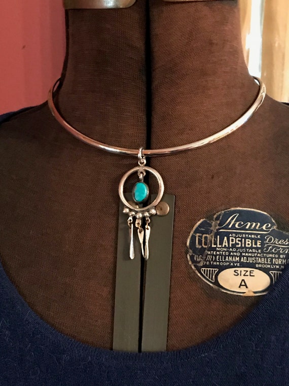 Vintage Turquoise Collar Necklace, Vintage Turquoi