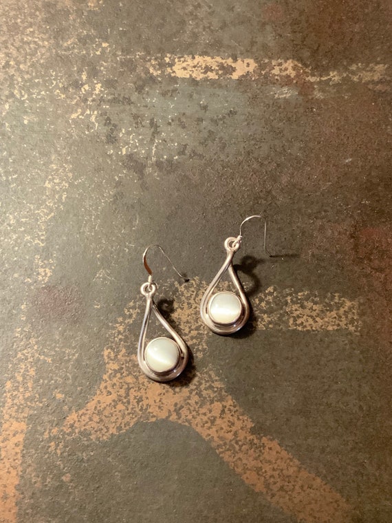 Mexico 925 MOP Dangle Earrings, Vintage Sterling S