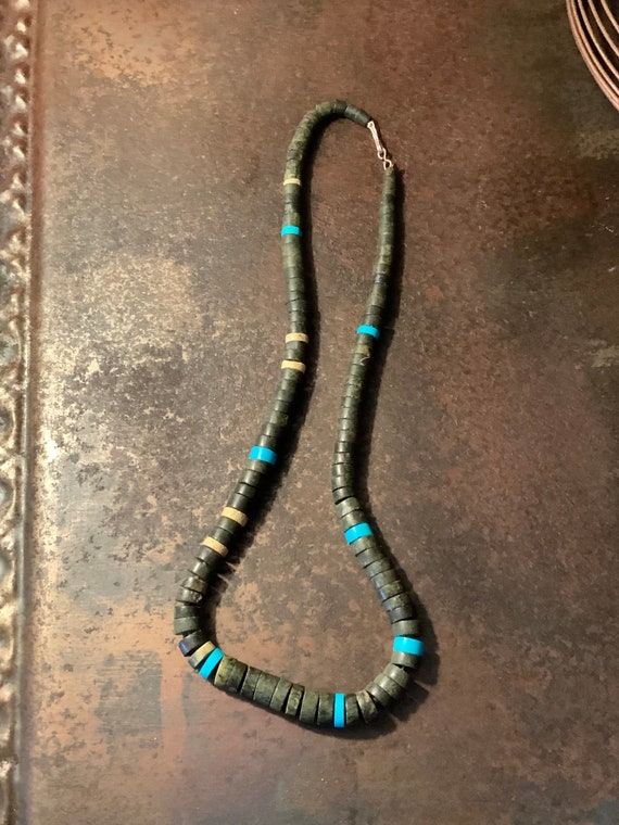 Vintage Turquoise Heishi Bead Necklace, Turquoise 