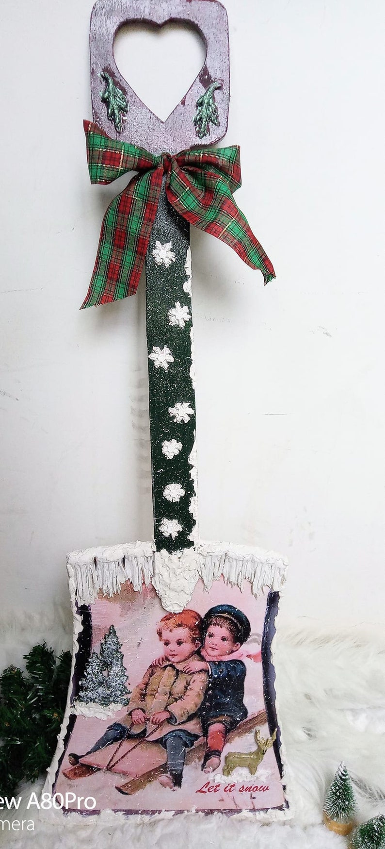 Wooden Snow Shovel Vintage Photo Christmas Decoration Etsy