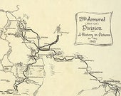 13th Armored Division Campaign Map - The Black Cat Division - US Army