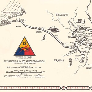 12th Armored Division Campaign Map - The Hellcat Division - US Army
