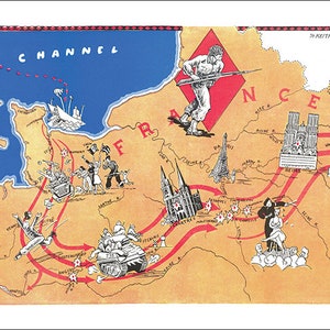 5th Infantry Division Campaign Map - World War II - US Army - Red Diamond Division