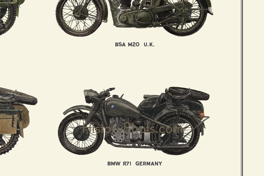 Famous World War II Motorcycles, Harley-davidson 42WLA, BSA