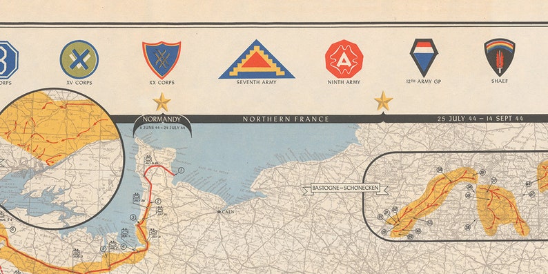 6th Armored Division Campaign Map Super Sixth US Army Etsy