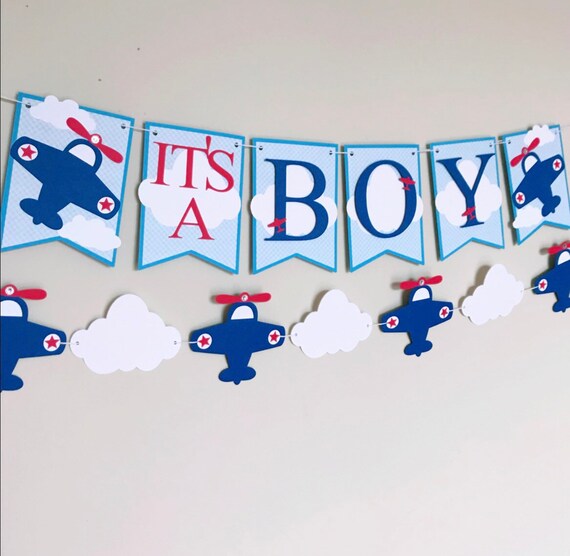 Airplane Baby Shower Airplane Theme It S A Boy Banner Etsy