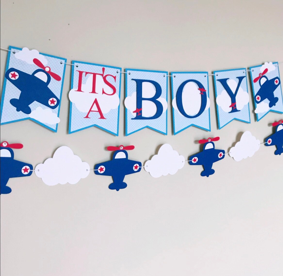Airplane Baby Shower Airplane Theme It's A Boy Banner Etsy