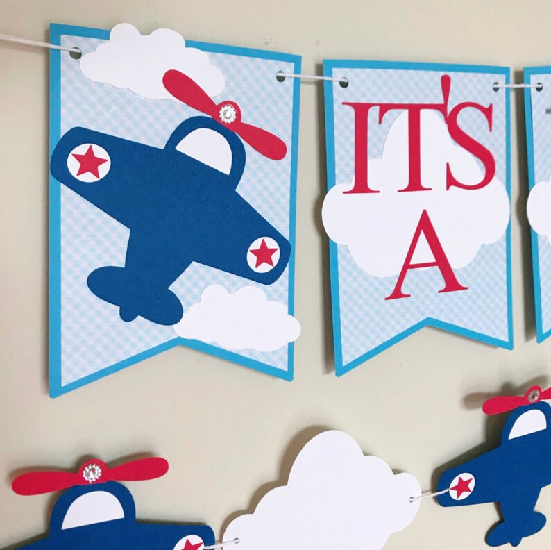 Airplane Baby Shower Airplane Theme It's A Boy Banner Etsy