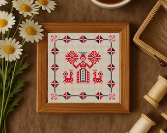 PDF cross stitch embroidery pattern Makosh / Mokosha Slavic Pagan Goddess DIY Tutorail Ukrainian