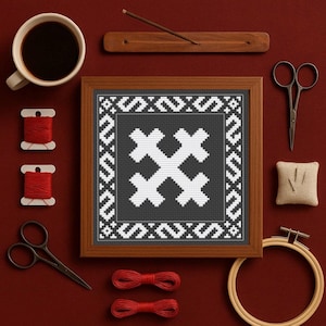 DIY embroidery / PDF pattern cross stitch amulet pillow with symbol of Old Slavic Goddess Mara/Morena Cross