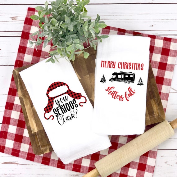 fillURbasket Fun Christmas Kitchen Towels Set Cotton Cute Xmas Dish Towels  6 Pack with Funny Sayings Holiday Flour Sack Kitchen Towels for Dish Drying