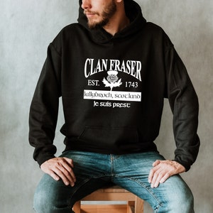 The Clan Fraser Outlander hoodie/Lallybroch sweatshirt/Outlander gifts/Outlander/awesome gift for Outlander fan/Je suis prest/Outlander fan Black