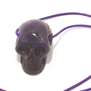 Skull Resin Necklace, skull pendant on Cord