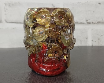 Skull Planter, Skull Pot, Skull Pen Pot, Resin Skull Pot