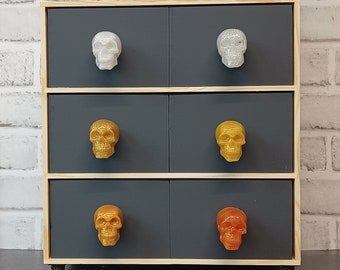 Hand Cast Resin Skull Drawer Pull: Gothic Home Decor