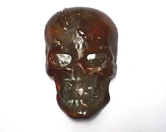 Abstract Ink Resin Skull Wall Plaque: Gothic Home Decor