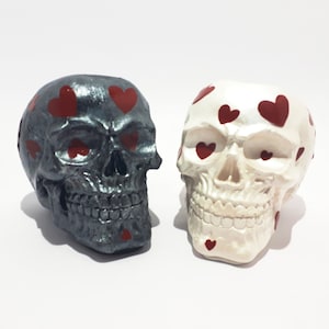 Hand Carved Valentine's Skull: Decorative Brush Holder