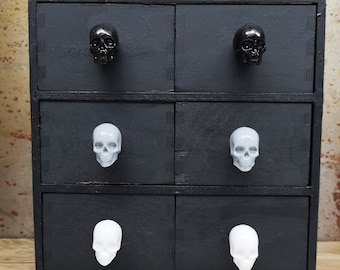 Hand Cast Resin Skull Drawer Pulls: Gothic Decor (40mm Thread)
