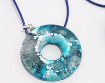 Donut Resin Pendant, Colourful Resin Necklace