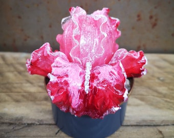 Decorative Resin Iris Flower: Hand-Cast Alcohol Ink Art