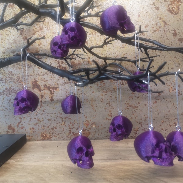 Boules de crâne imprimées en 3D, boules de crâne de paillettes, boules de Noël