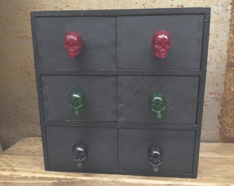 Hand Cast Resin Skull Knobs: Gothic Drawer Pulls