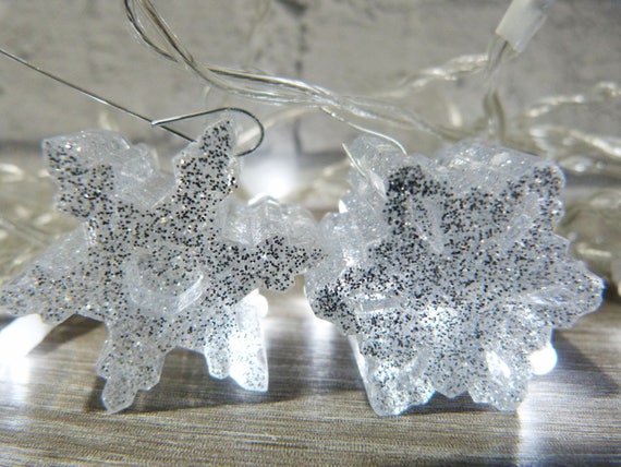 Christmas Snowflake Baubles, Glitter Snowflake Decorations 