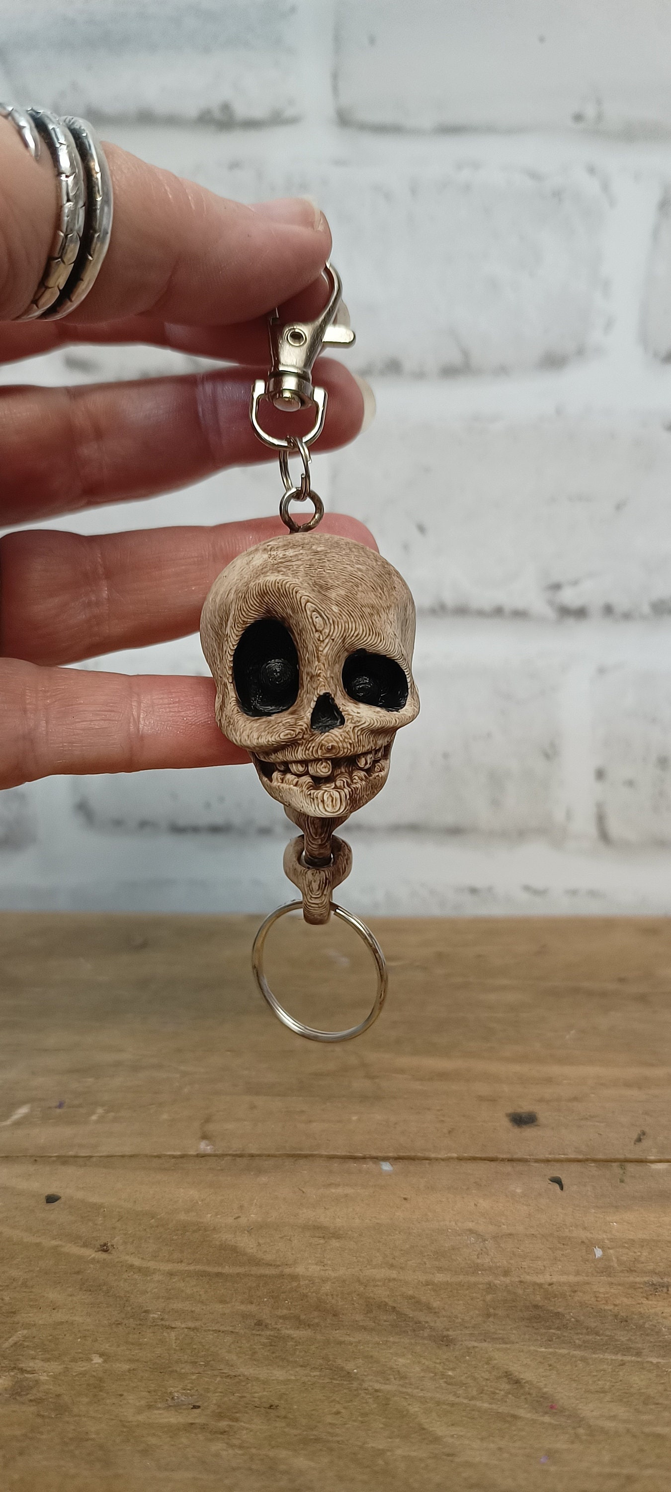 Skull Keyring, Articulated Skull & Spine Keyring, Skull Bag Charm, Skull  Key Fob 