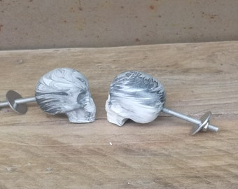 Black Marble Effect Skull Knobs, Skull drawer Pulls, Made to Order