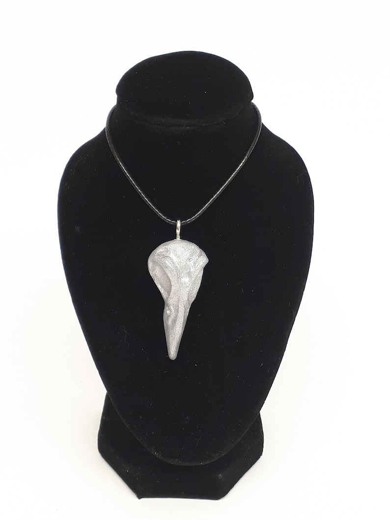 Raven Skull Necklace, Gothic Raven Jewellery Silver Raven Skull