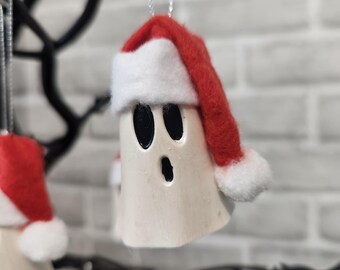 Christmas Hat Ghost Baubles, Ghosts, Ghost Baubles, Halloween baubles